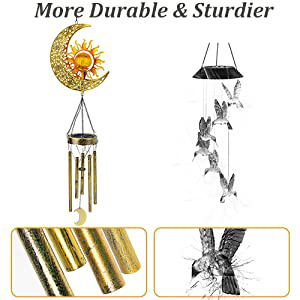 producer to buyer jyps sun moon solar wind chimes for outside crackle glass ball waterproof wind chimes outdoor clearance deep tone garden decor birthday unique gifts for women mom grandma windchimes gardening discounted pricing