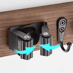 bulk purchase mop and broom holder wall mount - rustic wood broom mop hanger - wall mounted garden tool rack organizer for closet garage laundry room kitchen decor with 4 slots & 4 hooks trade price