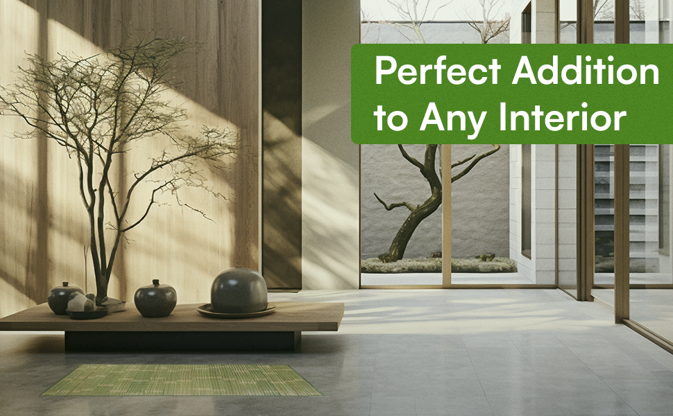manufacturer direct 70 x 35 inch natural bamboo area & kitchen rug | indoor runner mat | anti-slip and roll-up (natural green, 70 x 35 inch) trade price