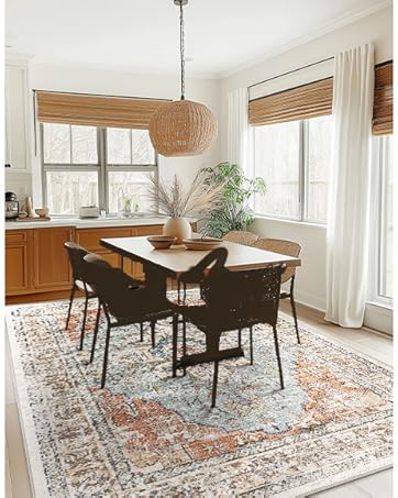 manufacturer direct bestsweetie 8x10 area rug for living room washable rug moroccan farmhouse neutral geometric soft low pile non-slip water repellent rug for dining room bedroom black/brown/navy trade price
