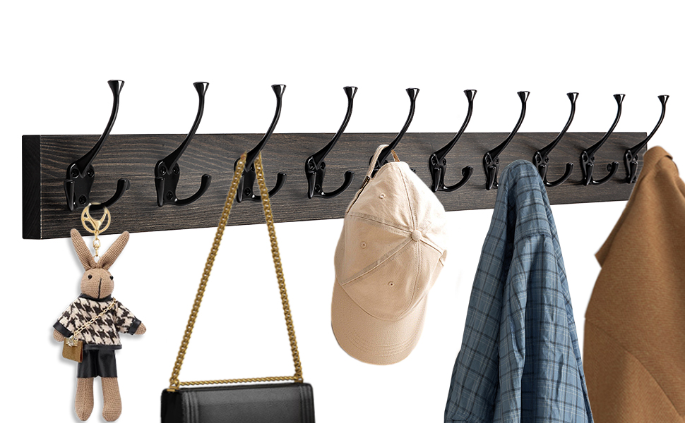 competitive pricing ibosins wall mounted coat rack with 10 decorative hooks, 34'' long, old wood color coat hanger, rustic coat hooks rail for entryway living room coat scarf bag towel hat one-stop wholesale