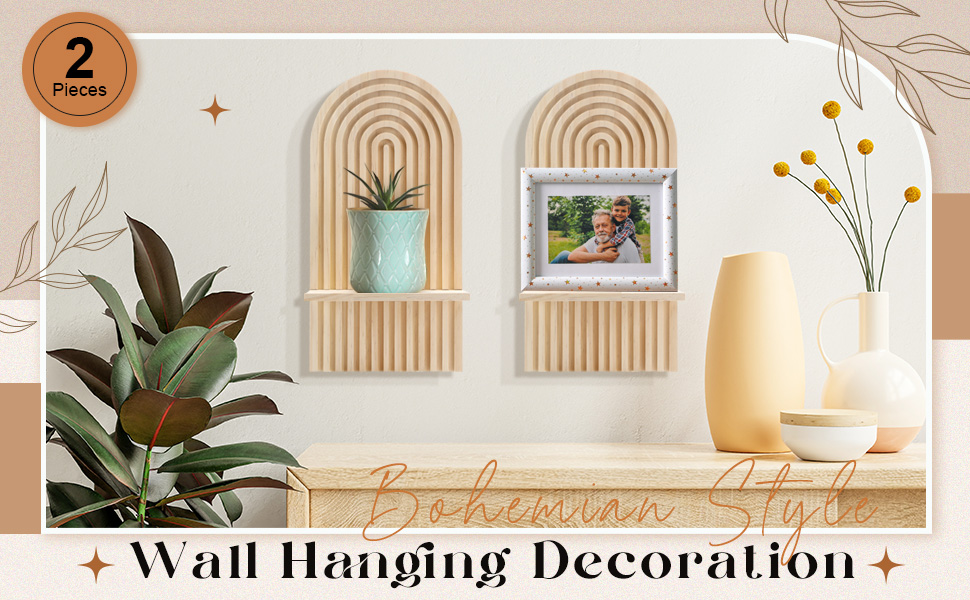 bulk purchase tatuo 2 pieces boho wooden rainbow wall shelves bohemian hanging shelf wall mount book shelf for living room bathroom bedroom classroom office nursery wall decor (classic) trade price