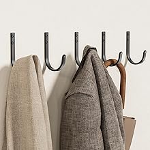 competitive pricing wall hooks for hanging towel/coat - 22lb screw in metal hanger wall mount, for outdoor, closet, door, bathrooms, for backpack, robe, black 5 pack one-stop wholesale
