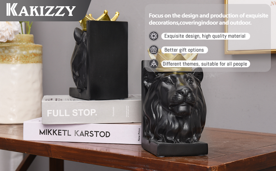 supplier direct book ends decorative, lion bookends for shelves, animal book stopper decorative, modern book ends for heavy books, lion figurines statues indoor, unique book lover gift(black lion) wholesale prices