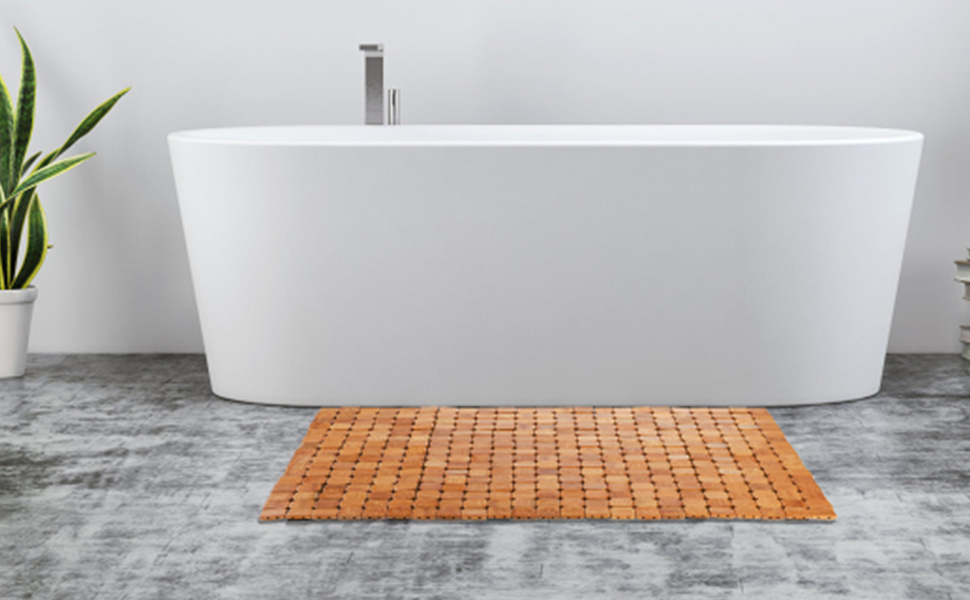 manufacturer direct dicunoy bamboo bath mat, bathroom shower rug, wooden toilet doormats for shower doorsteps, sauna, tub (23.6