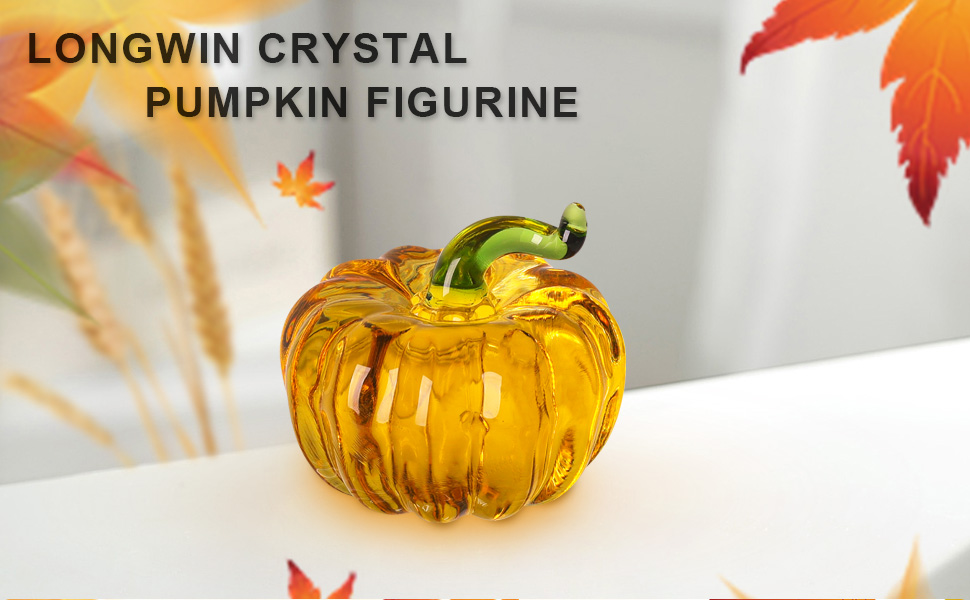 dropship from factory longwin mini crystal pumpkin collectible figurines glass pumpkin figurine paperweight tabletop decorative ornaments for fall harvest thanksgiving halloween home decor ornaments mass production supply