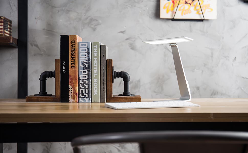supplier direct mygift rustic brown wood bookends with realistic industrial pipe design, decorative office bookends shelf decor desk book holder l-shaped stand, 1-pair wholesale prices