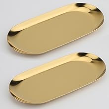 wholesale direct stainless steel decorative tray, set of 2, 7 inch long, jewelry dish cosmetics organizer bathroom clutter serving platter small storage tray, oval, matte black bulk purchase at factory prices