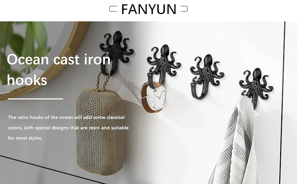 competitive pricing 5 pack coat hooks wall hooks, octopus decorative wall mounted hooks rustic metal hanger for towel, key holder, hanging coats, scarves, bags, purses, backpacks home decor (octopus) one-stop wholesale