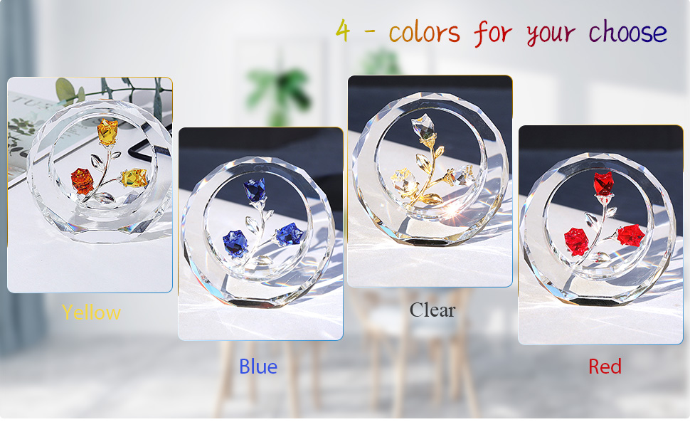 dropship from factory longwin crystal tulips flower figurines with a outer circular ring, glass spring bouquet collectible figurines home decor - gift idea for mothers day, valentine's day (cobalt blue) mass production supply