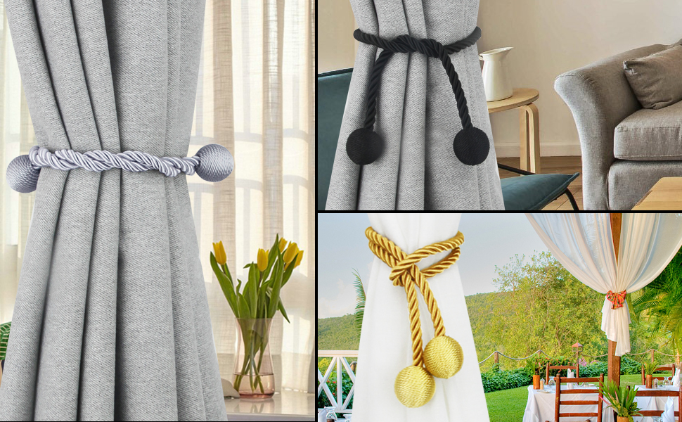 bulk purchase curtain tiebacks outdoor elegant decorative tie backs modern rope tiebacks for drapes window curtain holdbacks for draperies (blue, 2) factory discount