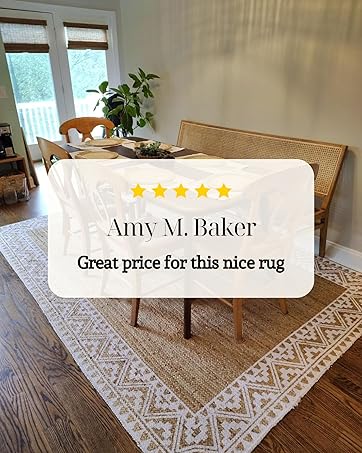 manufacturer direct voyzz home jute braided runner area rug, 6x9-feet rectangular printed jute rug natural handmade jute area rug for entryways living room bedroom farmhouse vintage decor trade price