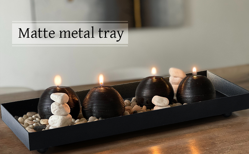wholesale direct rectangle black matte metal tray, suit for candle holder, vanity decor projects, bathroom toilet tank tray, perfume or jewelry storage, and coffee table centerpiece bulk purchase at factory prices