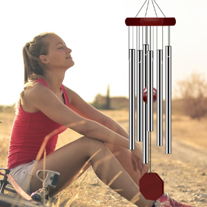 producer to buyer memorial wind chimes outdoor large deep tone, sympathy wind-chime personalized with 6 tuned tubes, elegant chime for garden patio balcony and home discounted pricing