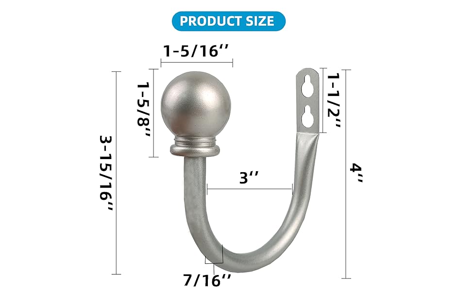 bulk purchase curtain holdbacks, curtain hooks for drapes with screws wall mounted, decorative drapery holdbacks for bedroom livingroom office, satin nickel ball finials curtain tiebacks (2pcs) factory discount