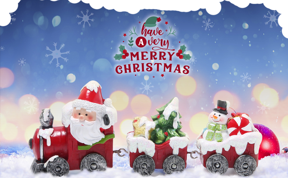 dropship from factory hodao christmas decorations indoor home decor christmas small train figurines winter for table top centerpiece fireplace decor cute christmas train decoration gift (red train) mass production supply