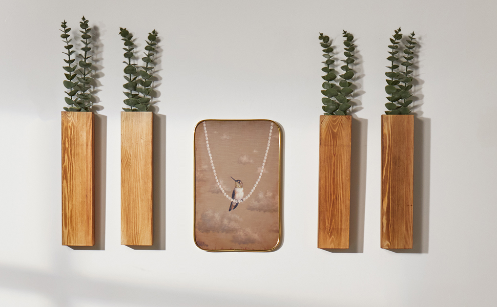 bulk purchase wood wall planters with artificial eucalyptus, modern farmhouse wall decor for living room, bedroom, bathroom, wooden pocket hanging wall vase with faux plant decor (4 pack) trade price