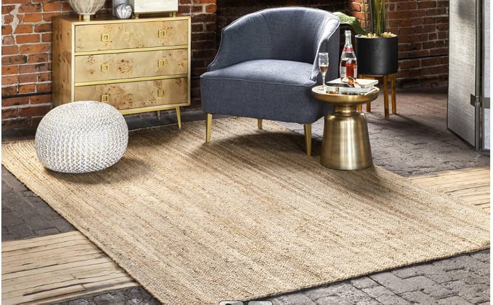 manufacturer direct mds hand woven jute area rug 2x4 feet - natural burlap braided reversible rectangular rugs for thanksgiving halloween christmas living room home entryway decor rustic farmhouse (2'x4') trade price