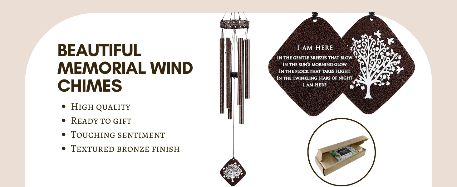 producer to buyer memorial wind chimes - sympathy wind chimes - wind chimes for loss of loved one - wind chimes for loss of loved one prime - grief gifts - soothing tones - bereavement - bronze 29” discounted pricing