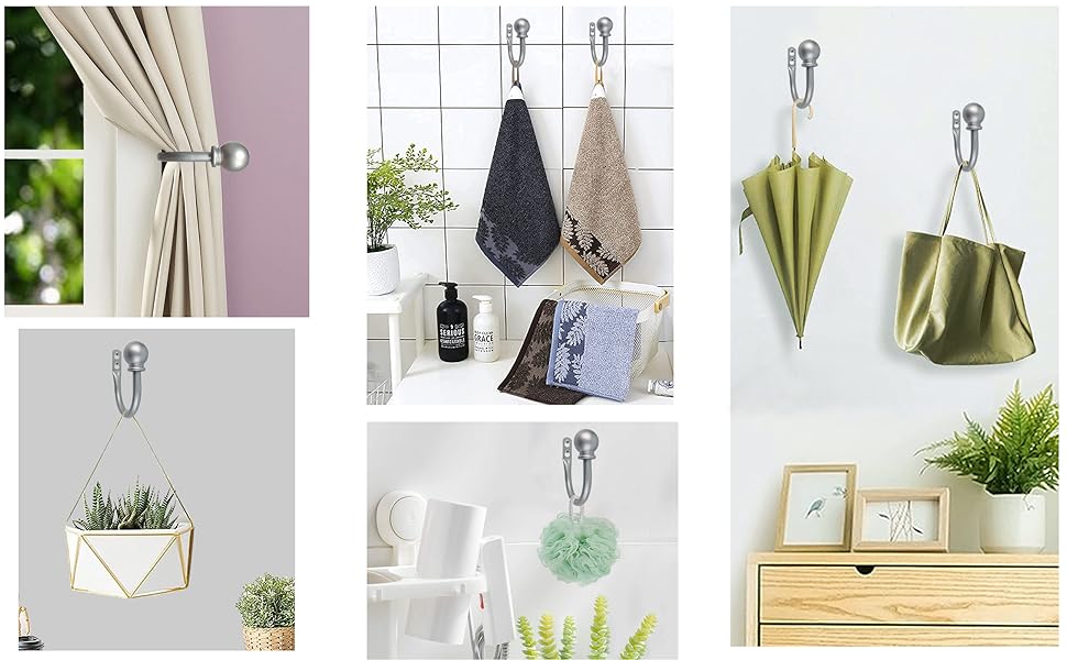 bulk purchase curtain holdbacks, curtain hooks for drapes with screws wall mounted, decorative drapery holdbacks for bedroom livingroom office, satin nickel ball finials curtain tiebacks (2pcs) factory discount
