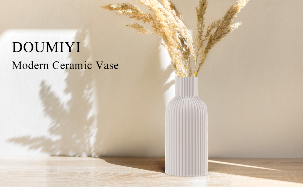 oem/odm services vase, white ceramic flower vase, minimalist modern home decor, matte finish pampas grass vase for table, fireplace, shelf, mantel, entryway and centerpieces affordable bulk deals