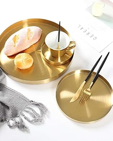 wholesale direct round gold tray stainless steel jewelry, make up, candle plate decorative tray (5.5 inches) bulk purchase at factory prices