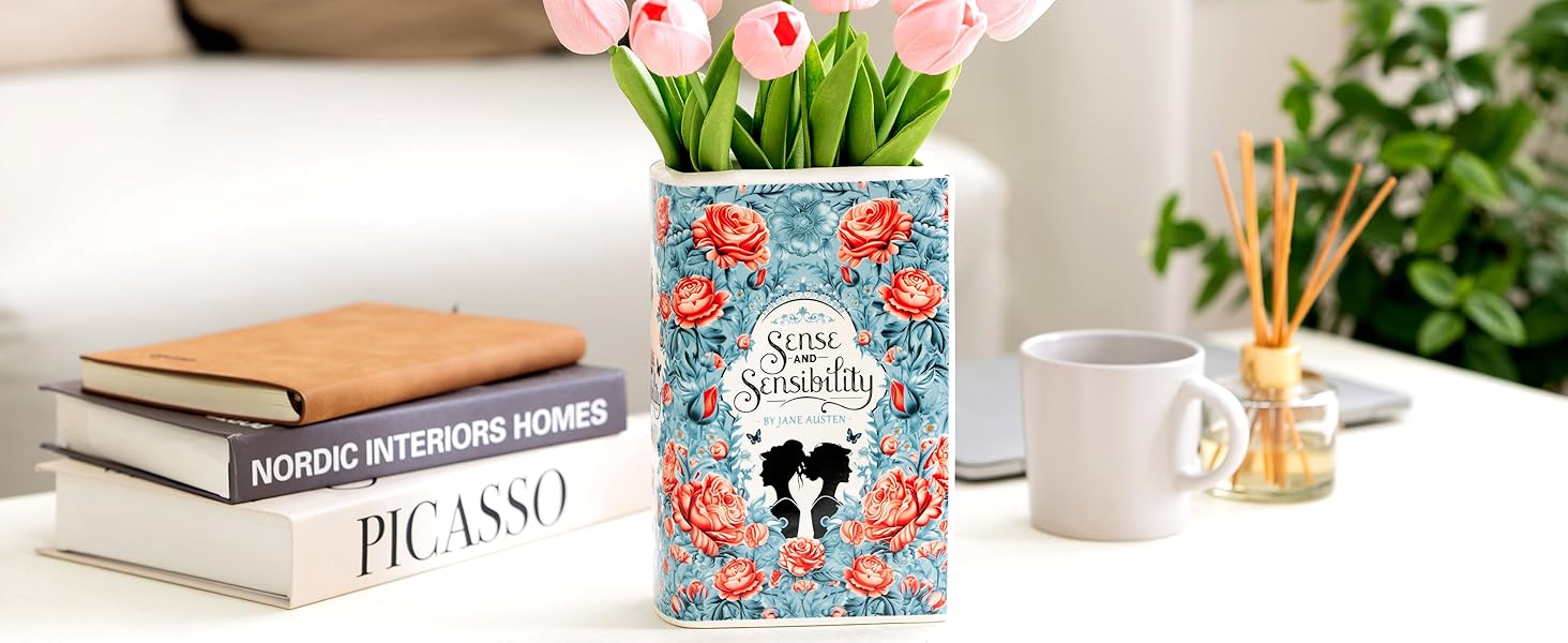 oem/odm services book shaped decorative vase ceramic vases for home decor vase for book lovers (sense & sensibility) affordable bulk deals