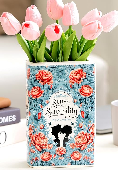 oem/odm services handmade book shaped flower vase, book lovers gifts, book shelf decor aesthetic, large ceramic utensil holder for kitchen counter, home kitchen decor, planter pot library decor (little women) affordable bulk deals