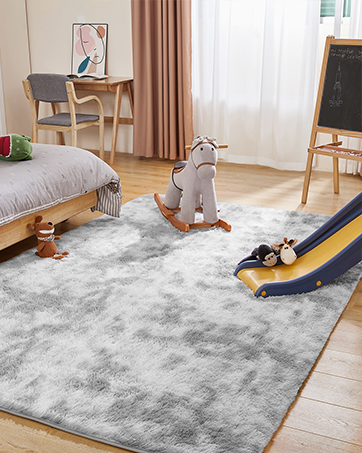 global sourcing plush area rug 4x6 feet high pile rugs for living room, ultra soft indoor carpet for bedroom, playroom, playroom, home decor, geometric, dark grey/white oem/odm services