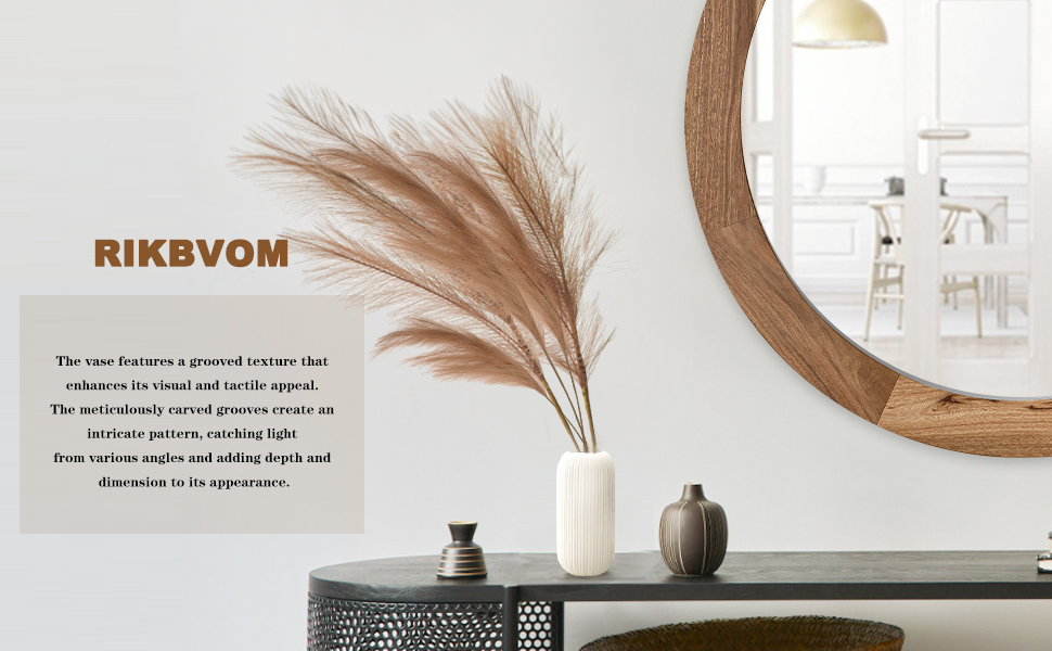 oem/odm services white ceramic vase for flowers, 8 inch flower vase modern white vase home decor, small vase, ribbed textured vase for pampas grass decorative vase, for farmhouse coffee table bookshelf home living affordable bulk deals