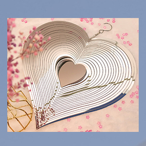 producer to buyer djuan wind spinner outdoor metal decorations,silver heart wind spinners for yard and garden,stainless steel wind chimes for outside decor,birthday gifts for mom,mother's day,aunt gifts discounted pricing