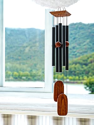producer to buyer wind chimes for outside deep tone, 36in sympathy wind chimes outdoor clearance, gifts for mother's day and christmas, outdoor decor for garden, patio, yard（wood wind chime, black） discounted pricing