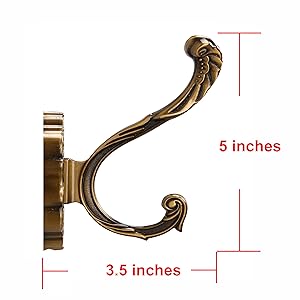 competitive pricing sdh antique brass coat hooks wall mounted -vintage style wall hooks for hanging purse, hat, keys & clothes - heavy duty bathroom hooks for towels - pack of 2 one-stop wholesale