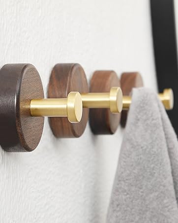 competitive pricing adhesive wooden wall hooks for hanging,3-pack modern coat hooks,farmhouse natural dark walnut wood hooks for hanging hats towels robe clothes keys bags... one-stop wholesale