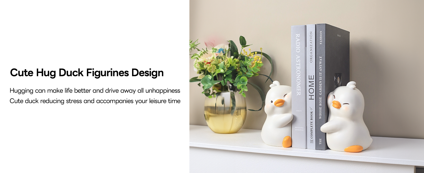 supplier direct cute bookends, cute hug ducks decorative bookend, book ends for shelves, cute home decor unique book holders book stoppers funny book end for kids children desk office bookshelf decor wholesale prices