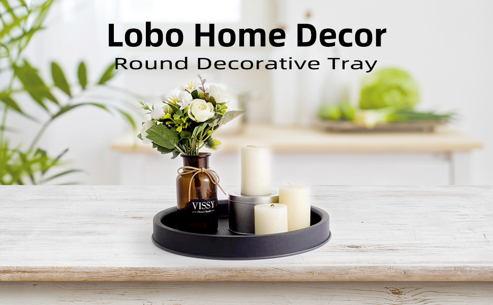 wholesale direct lobolighting black round decorative serving tray, black decorative tray for coffee table centerpieces modern farmhouse home decorations bulk purchase at factory prices