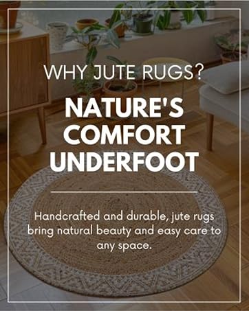 manufacturer direct voyzz home jute braided runner area rug, 6x9-feet rectangular printed jute rug natural handmade jute area rug for entryways living room bedroom farmhouse vintage decor trade price