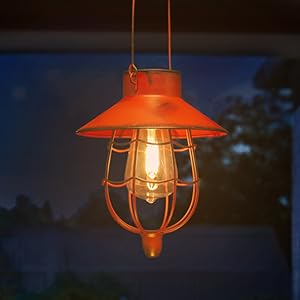 custom wholesale yakii 2 pack solar lantern hanging waterproof outdoor metal solar lamp with warm white light decorate for yard garden pathway patio porch decor (red) oem/odm services