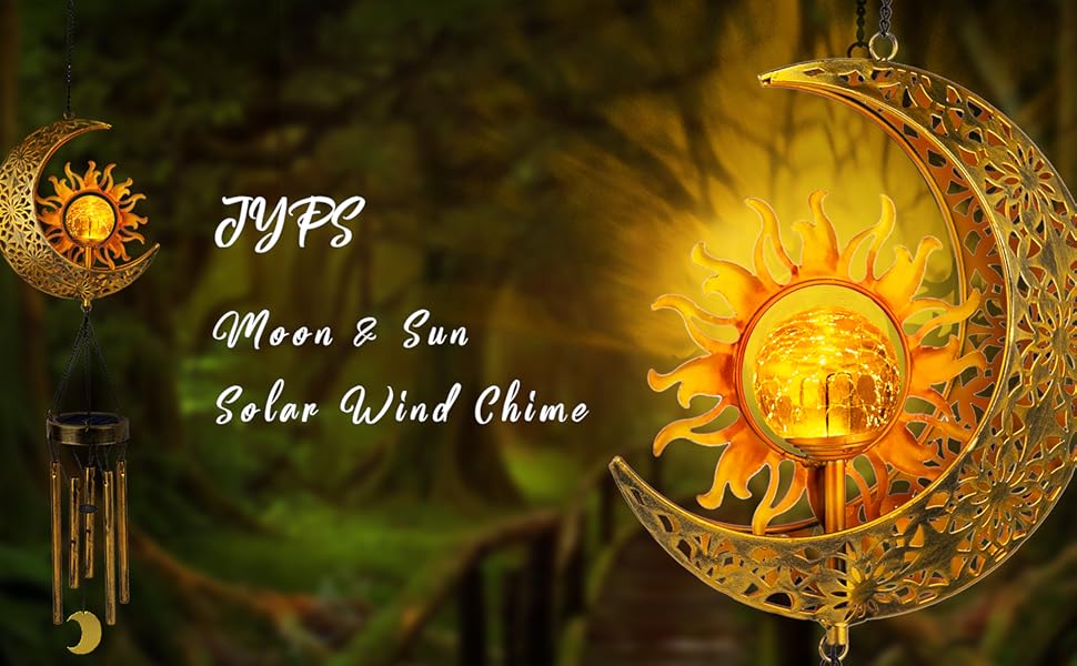 producer to buyer jyps sun moon solar wind chimes for outside crackle glass ball waterproof wind chimes outdoor clearance deep tone garden decor birthday unique gifts for women mom grandma windchimes gardening discounted pricing