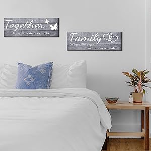 bulk purchase joyhawk 4 pieces wall decor signs, this is us, together, bless this home, family rustic wooden farmhouse wall art décor for living room bedroom kitchen, , 4.7 x 13.8 inch(grey) trade price