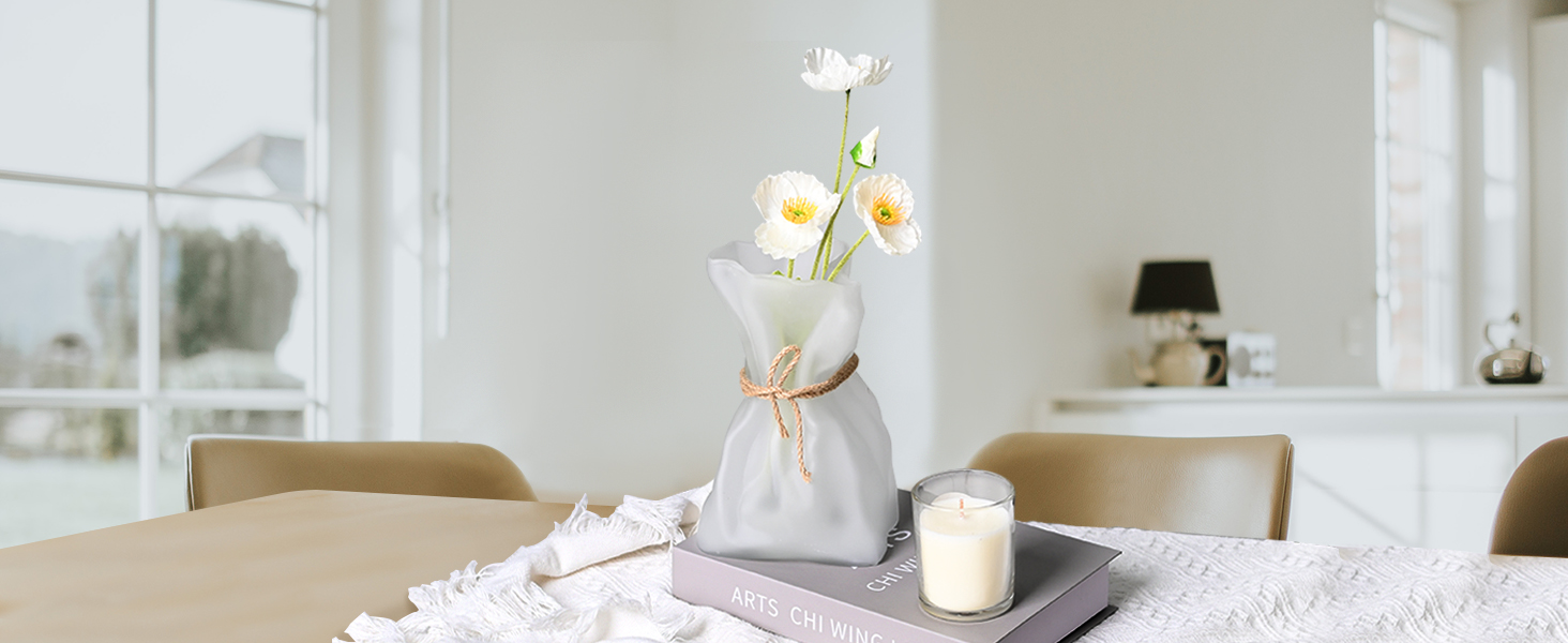 oem/odm services kaitnax glass vase irregular shaped flower vase art decorative flower vase for wedding, dinning, bookshelf, home decoration or gift white affordable bulk deals