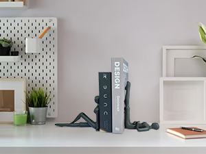 supplier direct ambipolar yoga-style black decorative bookends, cast iron book stand to hold books heavy duty, book stoppers for home decor, office desk, living room decor wholesale prices