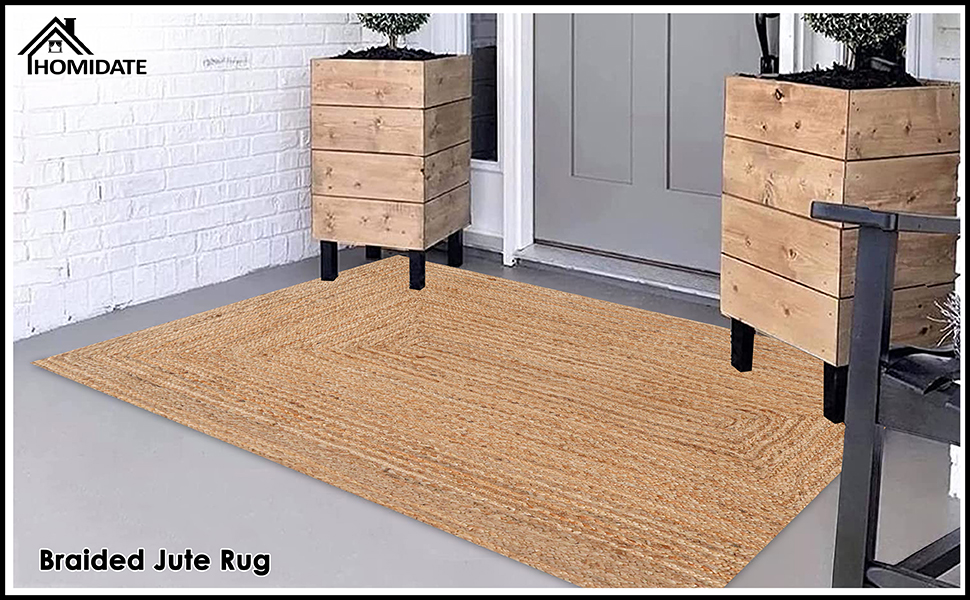 manufacturer direct homidate jute braided rug 4x6 ft, tightly braided chindi and jute rug, reversible,durable,sustainable rug pad, shag rugs for bedroom, floor rug, bedroom rugs, jute kitchen rug-48x72 natural trade price
