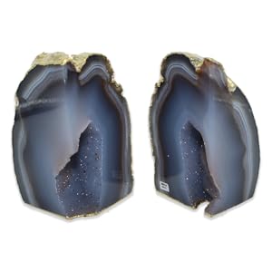 supplier direct nature's decorations agate bookends - a quality natural geode book ends with rubber bumpers for shelves, office, home decor - heavy duty cool stone bookend pair for decoration (2-3 lb) wholesale prices