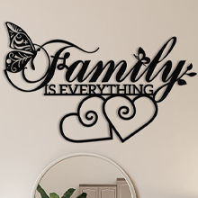 factory direct xort family sign metal wall decor, metal family wall art, family is everything sign for living room, bedroom wall hanging decor. (black - 16 x 10 inch) volume discount