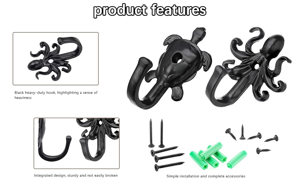 competitive pricing 5 pack coat hooks wall hooks, octopus decorative wall mounted hooks rustic metal hanger for towel, key holder, hanging coats, scarves, bags, purses, backpacks home decor (octopus) one-stop wholesale