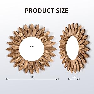 bulk purchase honiway wall mirror decorative 12 inch rustic wood mirror sunburst boho mirror for entryway bedroom living room bathroom house warming gifts new home essential carbonized black trade price