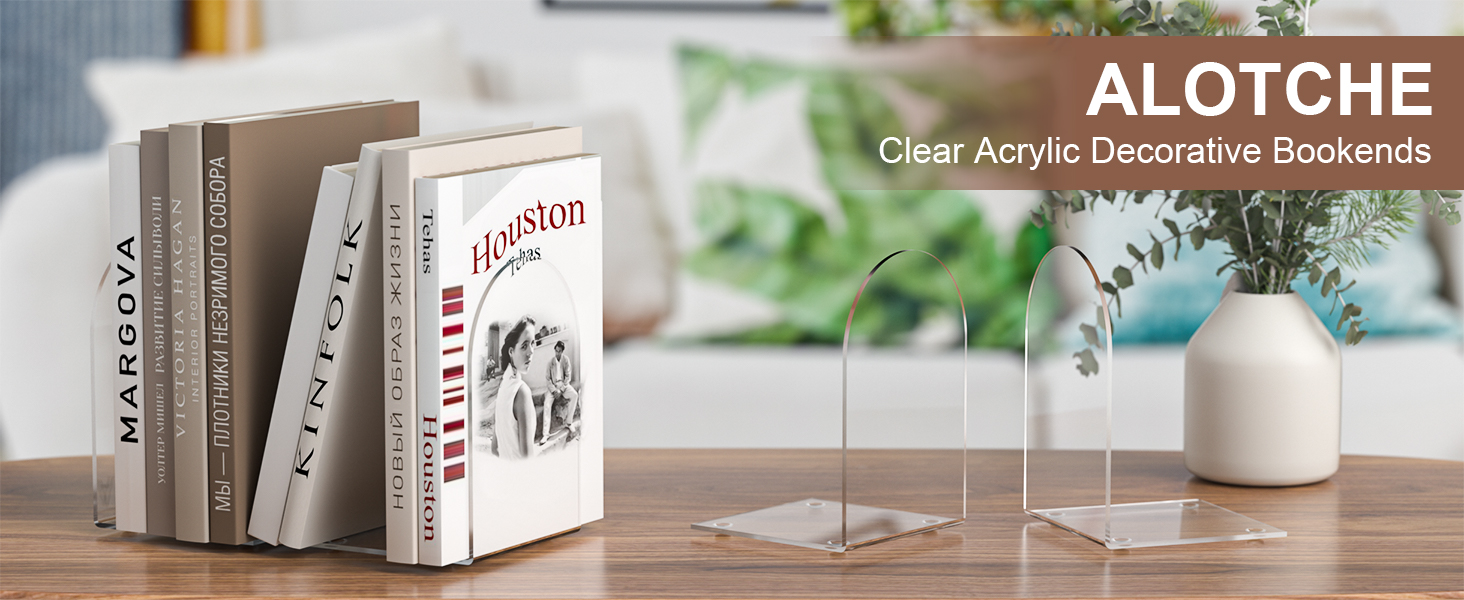 supplier direct acrylic bookends 4 pieces, book ends for shelves, clear bookends for book shelves and desktop organizer, transparent bookends to hold books for home office supplies wholesale prices