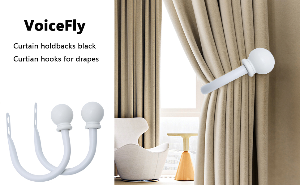 bulk purchase metal decorative curtain holdbacks, wall mounted window tiebacks draperies for bedroom, living room, office come with screws, set of 2, white factory discount