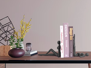 supplier direct ambipolar yoga-style black decorative bookends, cast iron book stand to hold books heavy duty, book stoppers for home decor, office desk, living room decor wholesale prices